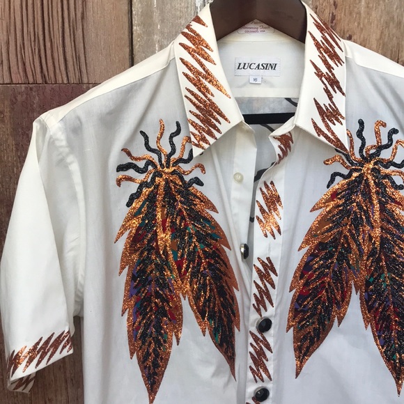 Lucasini Hand Painted Western Shirt 16 Neck - Picture 2 of 10